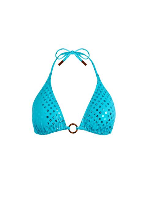 Vilebrequin Vilebrequin Triangle Bikini Top Relief Sparkling in Disco Green at Nordstrom