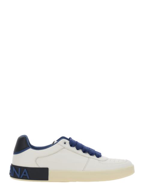 Dolce & Gabbana Dolce & Gabbana Men 'Portofino Custom' Blue Low Top Sneakers With Contrasting Heel With Logo Letteri