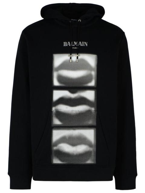 Balmain 'Lips' Black Cotton Sweatshirt