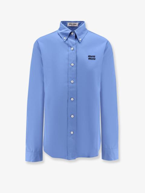 Miu Miu Cotton popeline shirt with logo embroidery