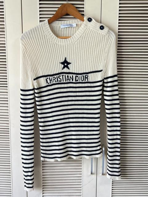 Dior Dior Black and White Striped Five-Pointed Star Knit Sweater