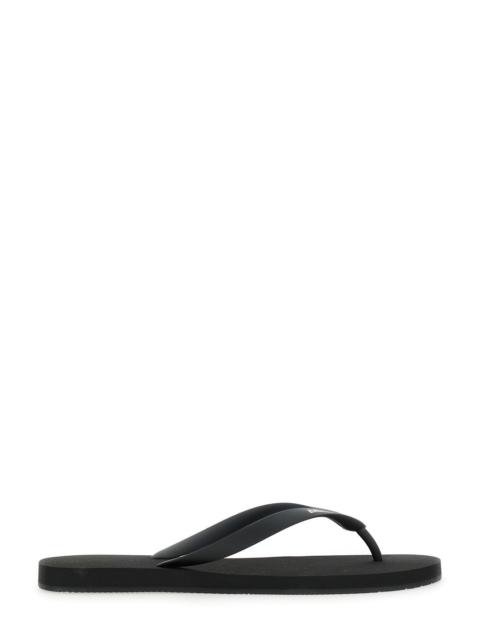 Balenciaga Men Black Thing Sandals With Logo Lettering In Tech Fabric Man