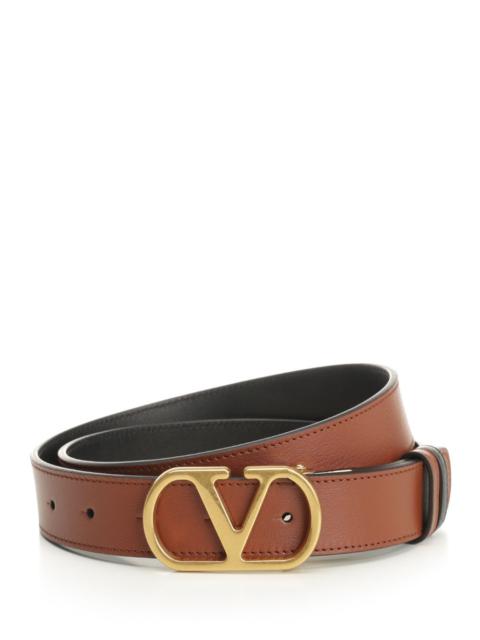 Valentino Belt H. 30 Reversibile | Vlogo Signature. | Box Calf S./Antique Brass Logo Belts Brown