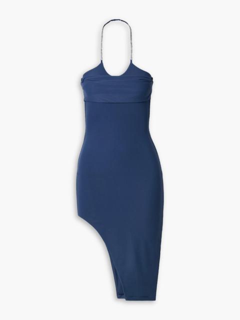 Other Designers Mira asymmetric crystal-embellished stretch-jersey dress