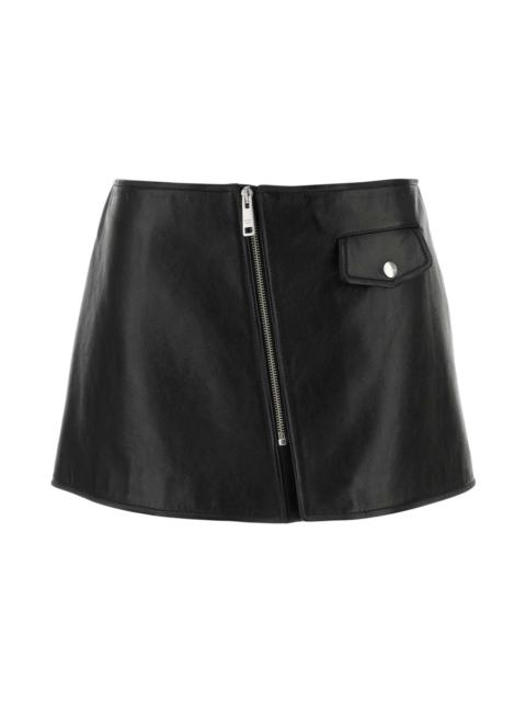 Prada Black Leather Mini Skirt