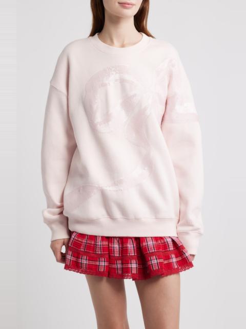 LoveShackFancy LoveShackFancy Palo Sequin Embellished Cotton Blend Sweatshirt in Wistful Pink at Nordstrom