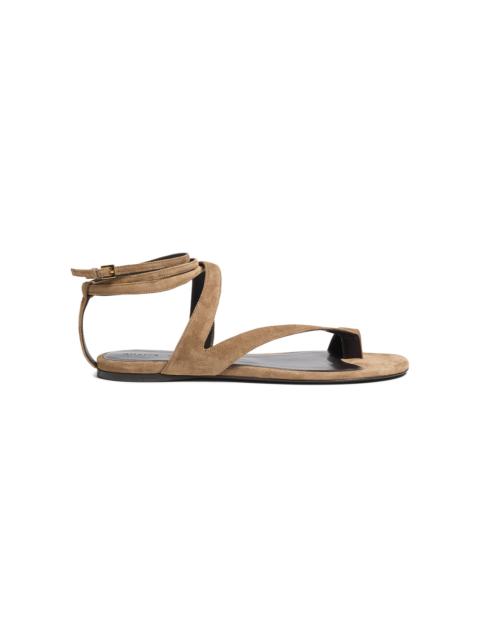 KHAITE Aimee Suede Sandals tan