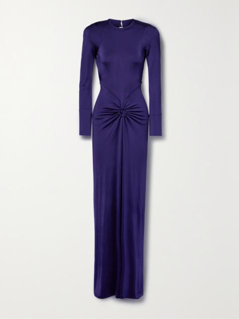 Victoria Beckham Open-back Gathered Stretch-satin Jersey Gown