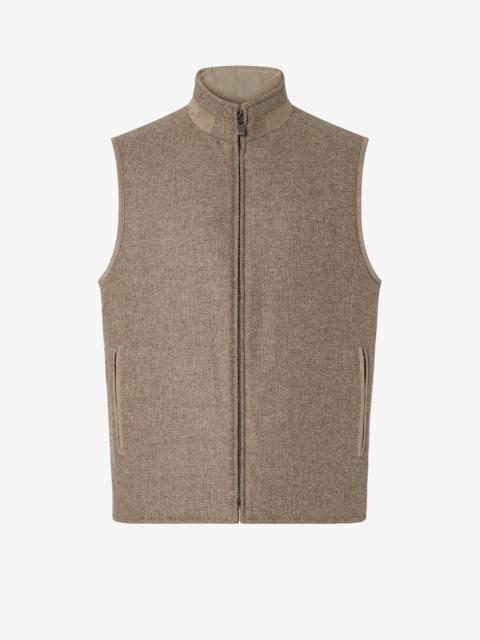 CORNELIANI Brown micropatterned wool and cashmere waistcoat
