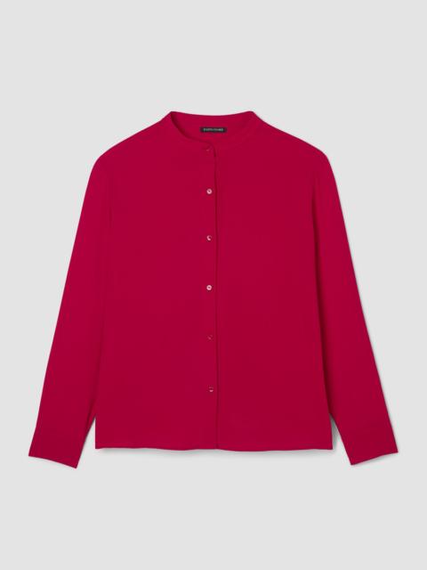 EILEEN FISHER Silk Georgette Crepe Band Collar Top