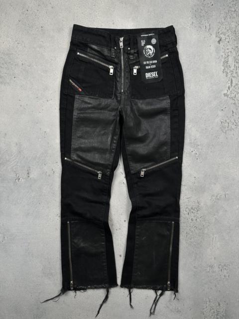 Diesel Diesel Industry Moto Coated Panel Zip Jeans Black Raw Hem