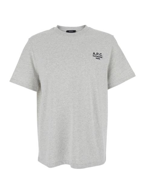A.P.C. A.P.C. Men Grey Crewneck T-Shirt With Logo Embroidered On The Front In Cotton Man