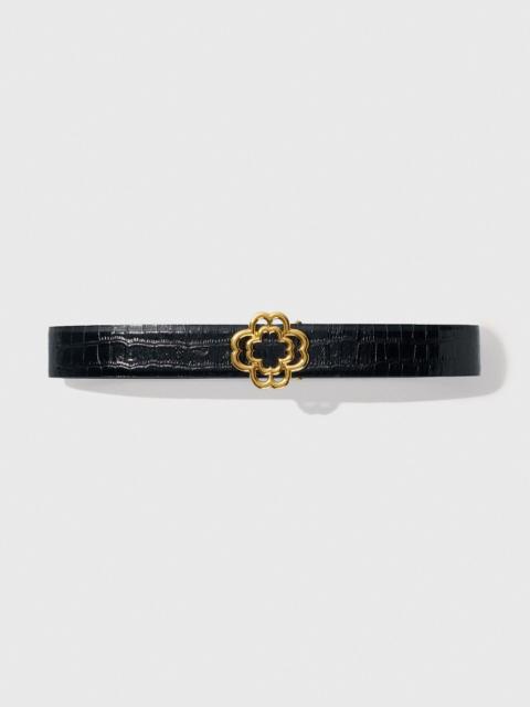 maje Croc-effect leather double M belt