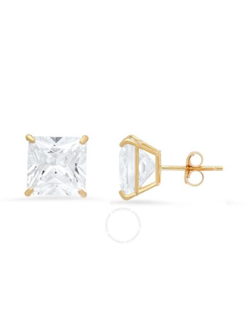Other Designers Kylie Harper 10k Yellow Gold 8mm Princess-cut Cubic Zirconia  CZ Stud Earrings