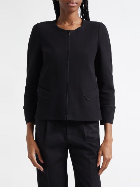 EMPORIO ARMANI Emporio Armani Ottoman Stretch Cotton Short Jacket in Black at Nordstrom