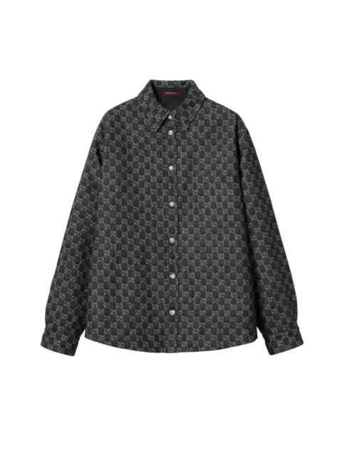 GUCCI GUCCI Dark Grey And Black GG Reversible Wool/Denim Shirt New