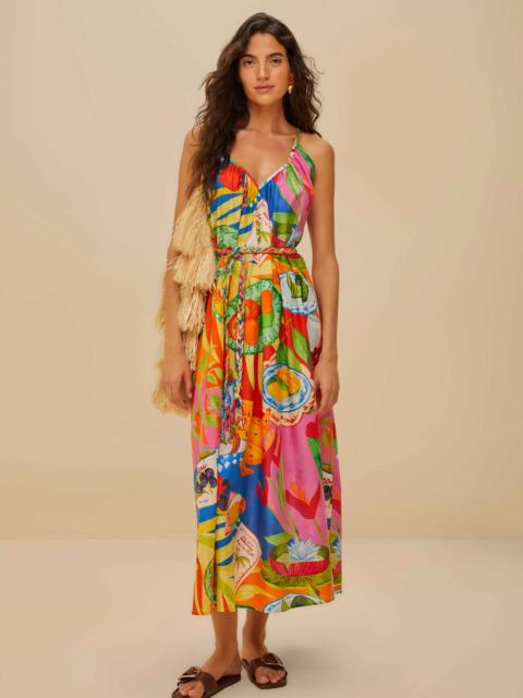 FARM RIO Multicolor Summer Picnic Midi Dress