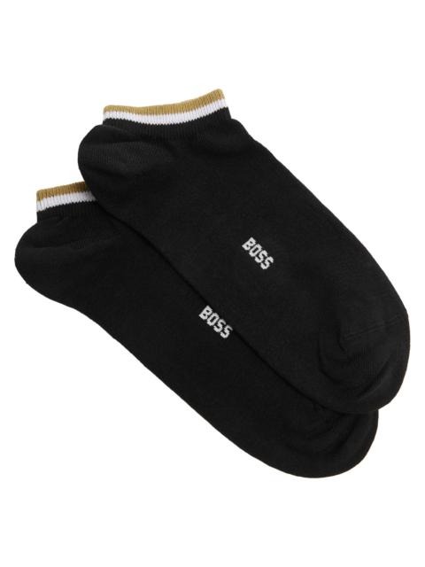 Striped cotton-blend trainer socks - set of two
