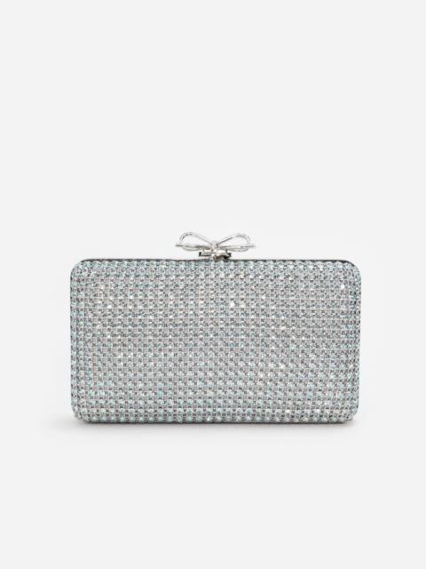 self-portrait Blue Crystal Chainmail Clutch Bag