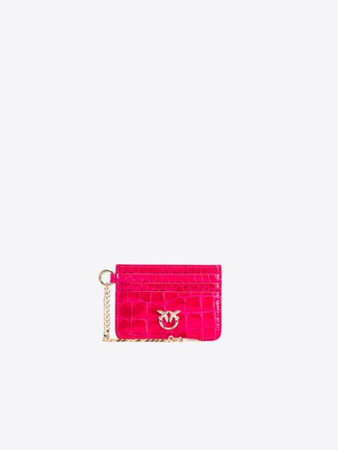PINKO PINKO GALLERIA CARD HOLDER IN SHINY COLOURED CROC-PRINT LEATHER