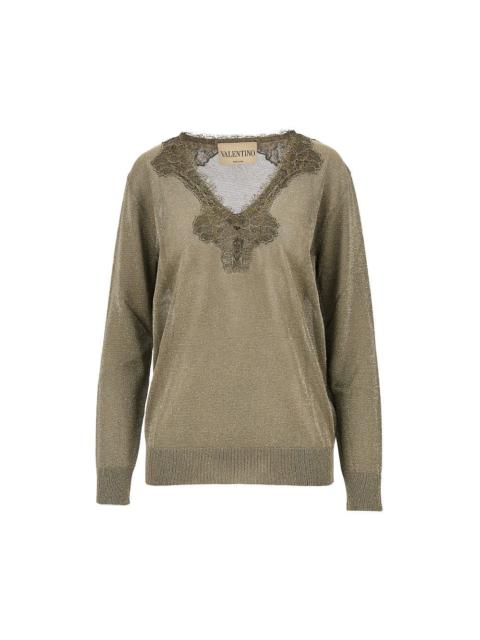Valentino Valentino Lurex Sweater with Lace Gold