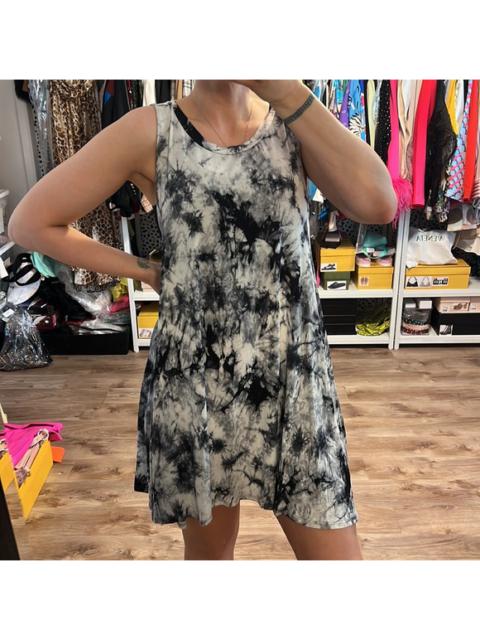 Other Designers Vintage Havana Black & White Tie Dye Swing T-Shirt Dress