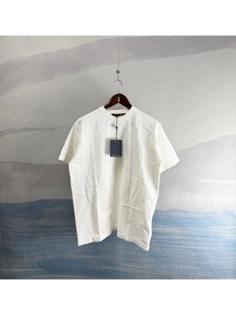 Louis Vuitton Louis Vuitton White Short-Sleeved Knit Top with Allover Embossed Monogram