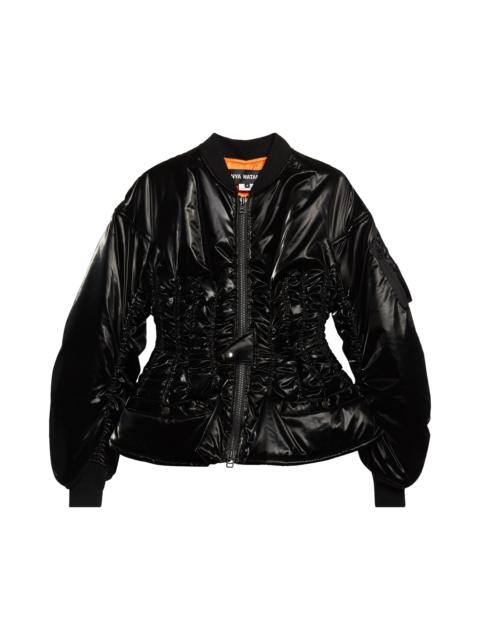 Junya Watanabe Junya Watanabe Ruched Bomber Puffer Jacket in Black at Nordstrom