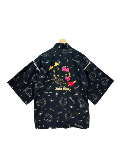 Other Designers Japanese Brand - HELLO KITTY BIG LOGO FULLPRINT BLACK KIMONO #8807-028