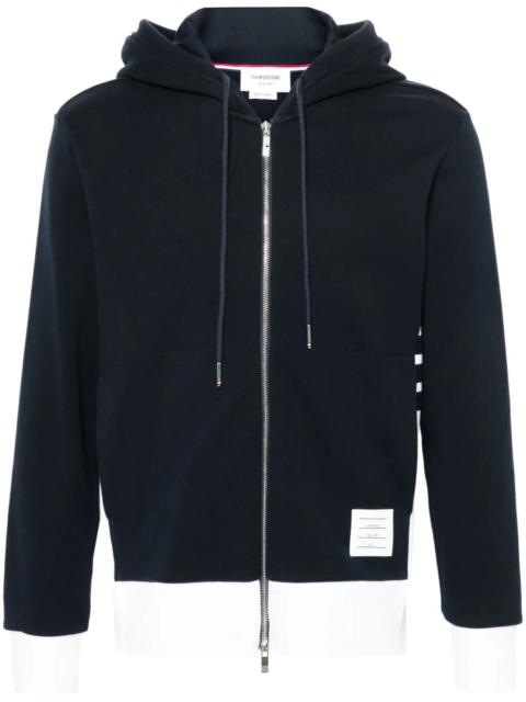 Thom Browne Thom Browne Men Zip Up Hoodie With Engineered 4 Bar In Color Blocked Solid Classic Loopback Jersey