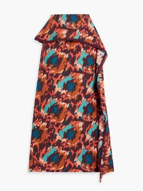 ULLA JOHNSON Danica draped printed crepe midi skirt