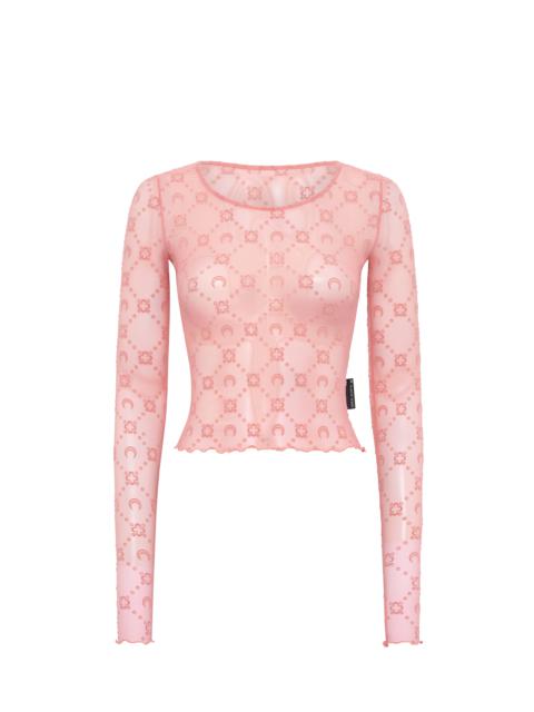 Marine Serre Recycled Mesh Flock Second Skin Cropped Top