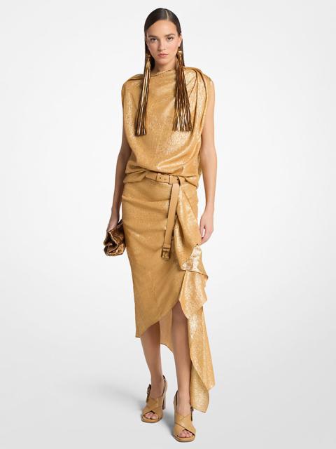 MICHAEL KORS COLLECTION Silk Blend Georgette Lamé Cascade Skirt