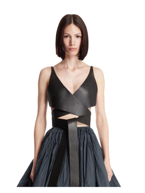 Black Leather Wrap Top