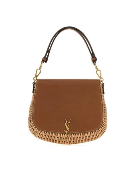 SAINT LAURENT Saint Laurent Two-tone Wicker And Leather Voltaire Handbag