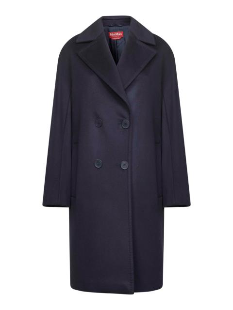 Max Mara Studio Max Mara Studio Women Blue Wool Broadcloth Agenda Oversized Coat