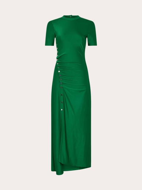 rabanne Gathered Embellished Jersey Midi Dress