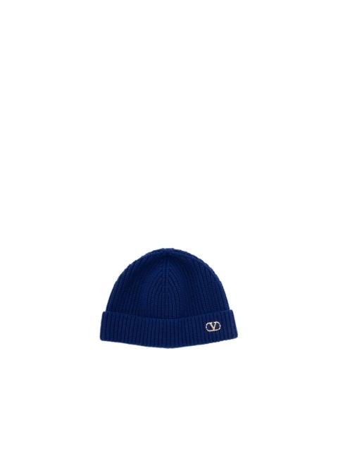 Valentino Metal `VLogo` Cachemire Knitted Beanie