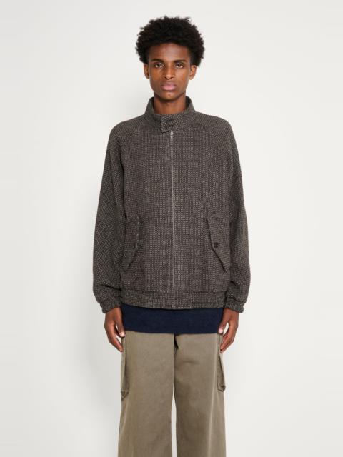 AURALEE AURALEE ALPACA WOOL SILK TWEED ZIP BLOUSON GRAY BROWN HAIRLINE