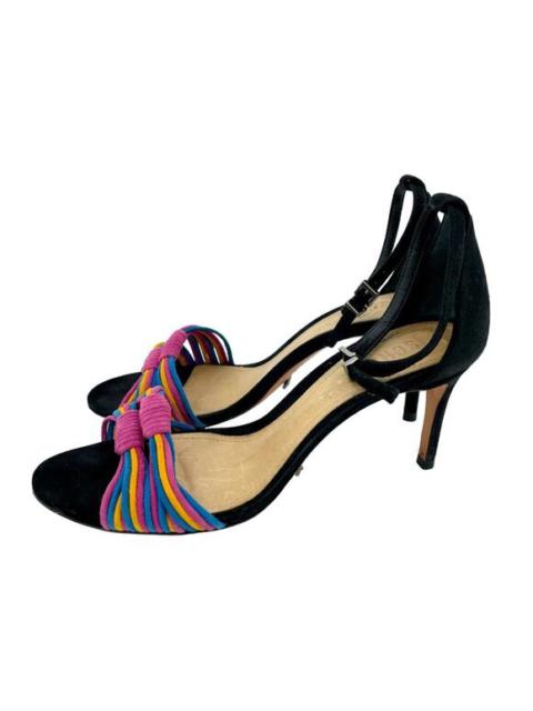 Schutz Heels Colored Suede Leather Strappy Black Ankle Sandals SZ 7.5