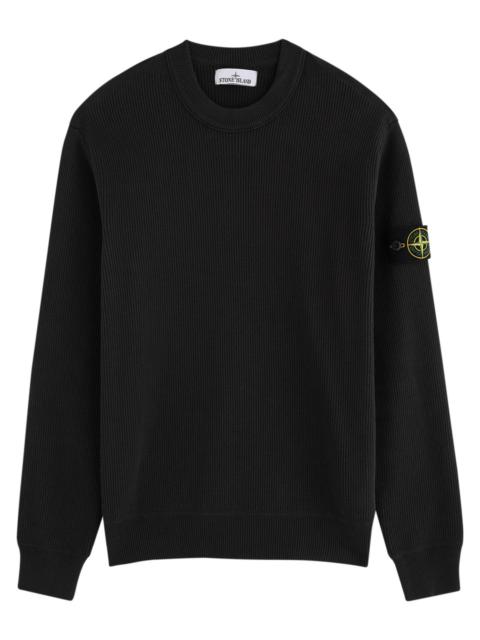 Stone Island Logo Ribbed Cotton Jumper