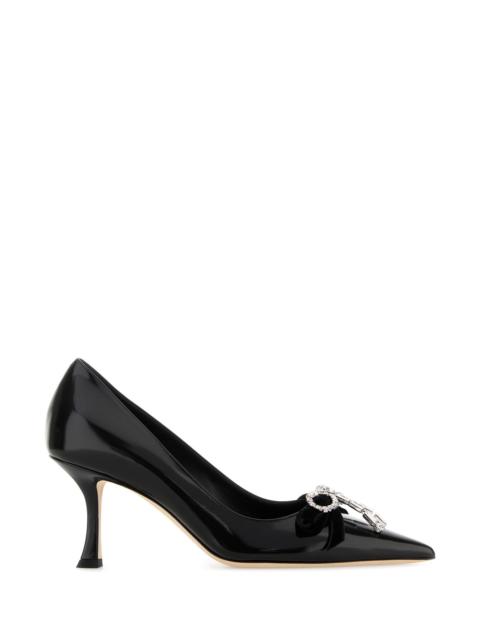 JIMMY CHOO Black leather Auria 70 pumps