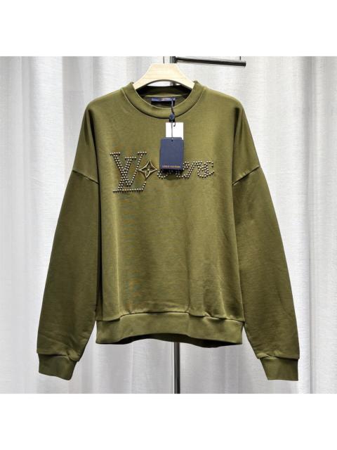 Louis Vuitton Louis Vuitton SS24 Pharrell Studded Embroidered Logo Cotton Olive Sweater