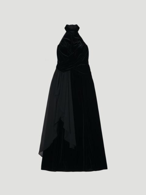 KAREN MILLEN Petite Velvet Cross Front Woven Maxi Dress