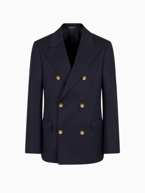 EMPORIO ARMANI DOUBLE-BREASTED JACKET IN COMPACT WOOL COVER FABRIC