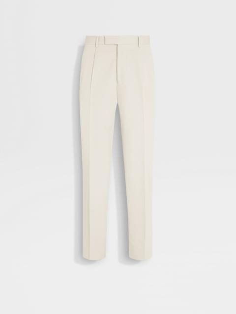 ZEGNA WHITE COTTON AND WOOL PANTS