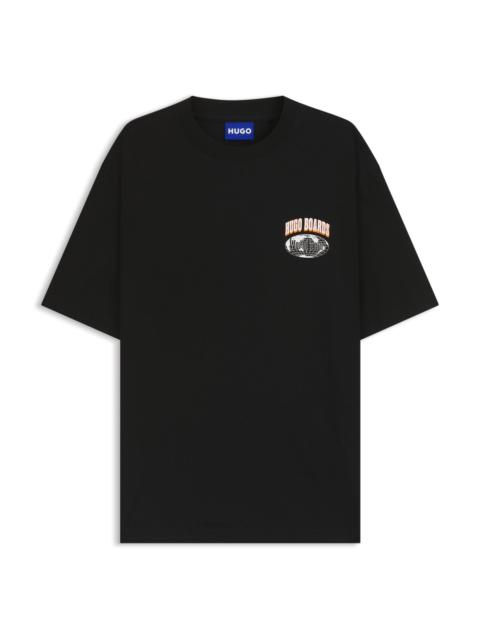 HUGO COTTON JERSEY T-SHIRT WITH MIXED-PRINT LOGO