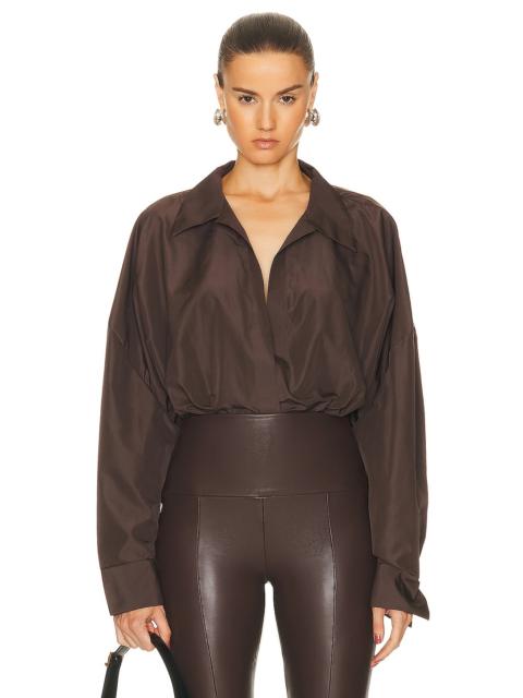 NORMA KAMALI Super Oversized Boyfriend Shirt Bodysuit