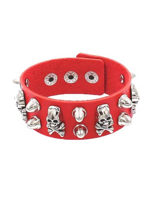 Other Designers Vintage - Y2K 2000s skeleton spiked grunge punk black studded bracelet