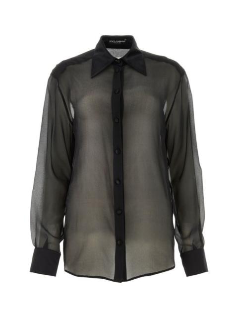 Dolce & Gabbana Woman Black Stretch Silk Shirt